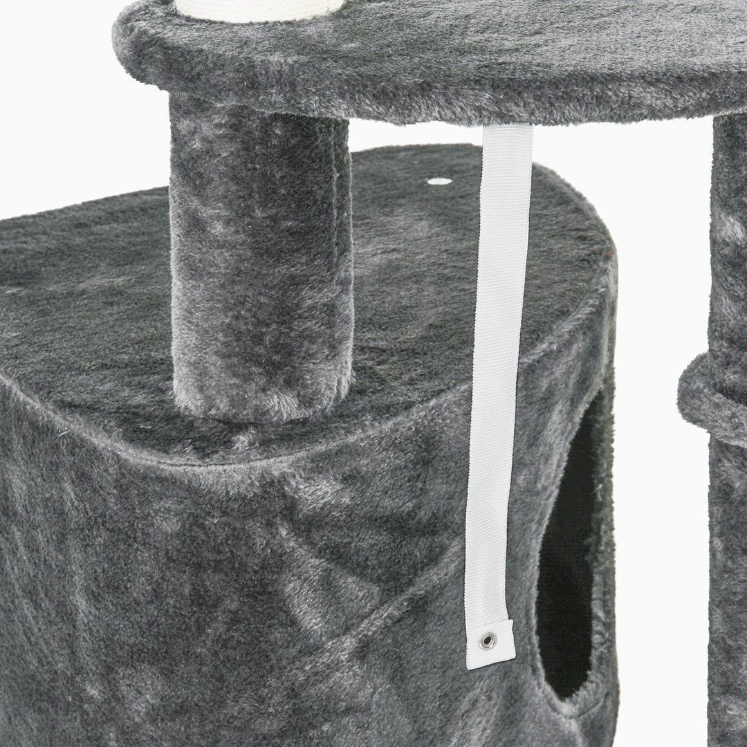 Floor to Ceiling Cat Tree for Indoor Cats Play Tower Climbing Activity Center Scratching Post Platforms Condo Adjustable Height 220-265cm Dark Grey