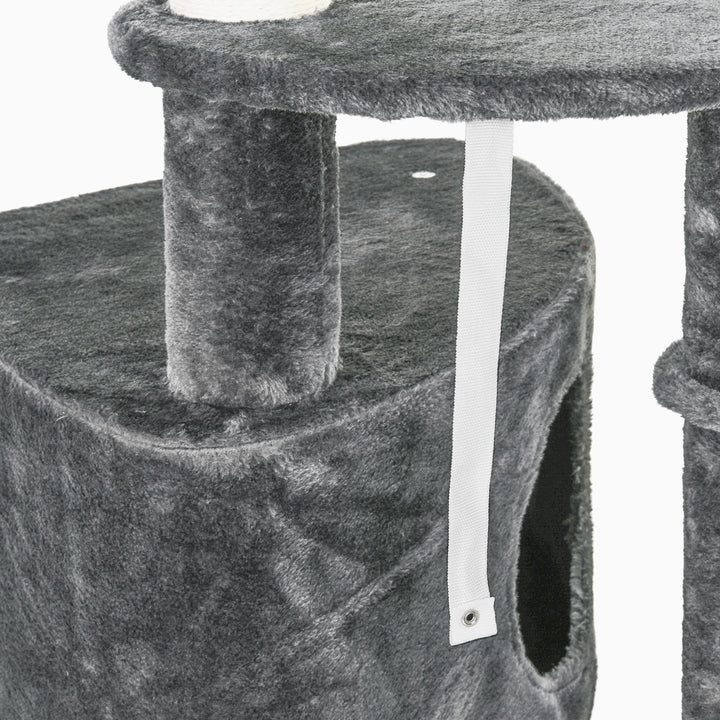 Floor to Ceiling Cat Tree for Indoor Cats Play Tower Climbing Activity Center Scratching Post Platforms Condo Adjustable Height 220-265cm Dark Grey