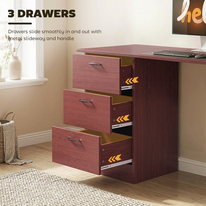 Computer Desk, Writing Table, PC Workstation with 3 Storage Shelves an