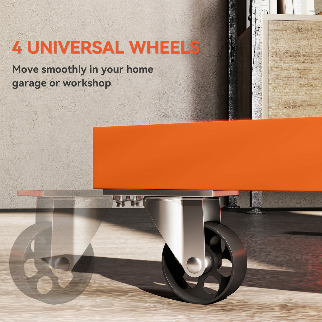 Engine Stand, 570 kg Rotating Engine Stand with 360 Degree Adjustable Head, 4 Mounting Arms, Heavy Duty Steel Support, Universal Wheels for Garage Workshop Auto Repair, Orange