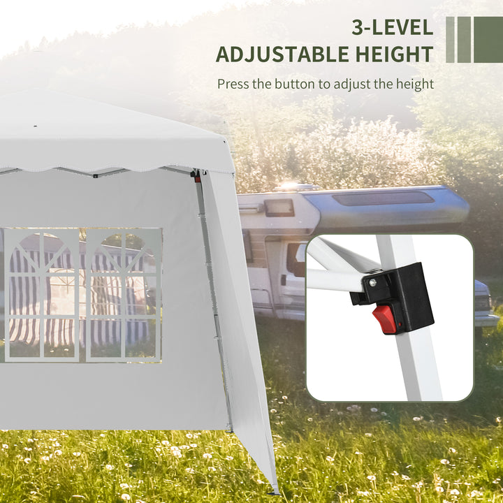 2.4 x 2.4m Two Wall Pop Up Gazebo - White