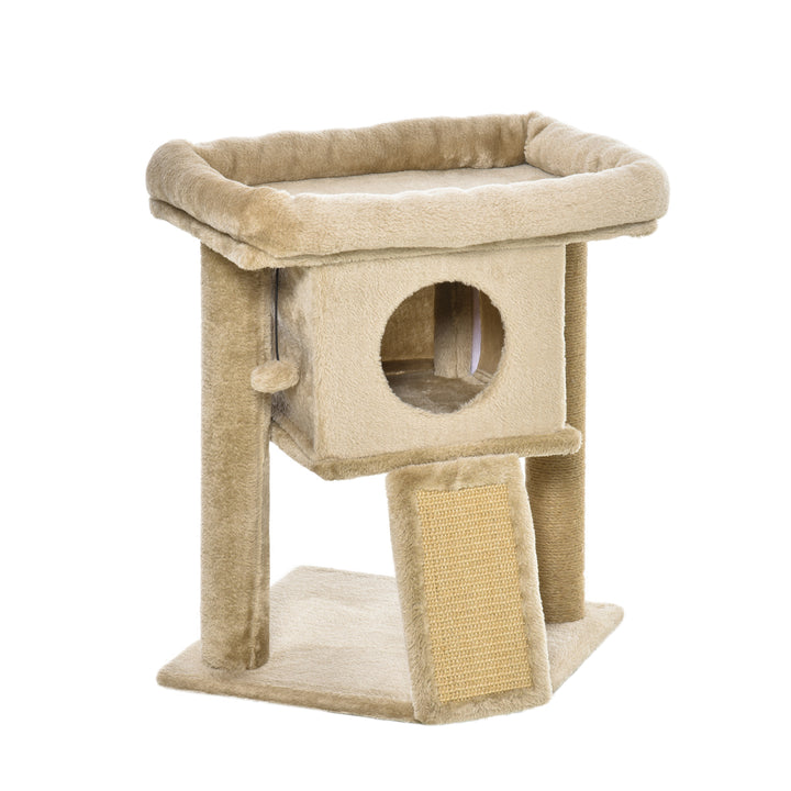 Cat Tree Tower for Indoor Cats Cat Scratching Post Climbing Activity Centre w/Jute Scratching Pad, Toy Ball, Cat House - Coffee