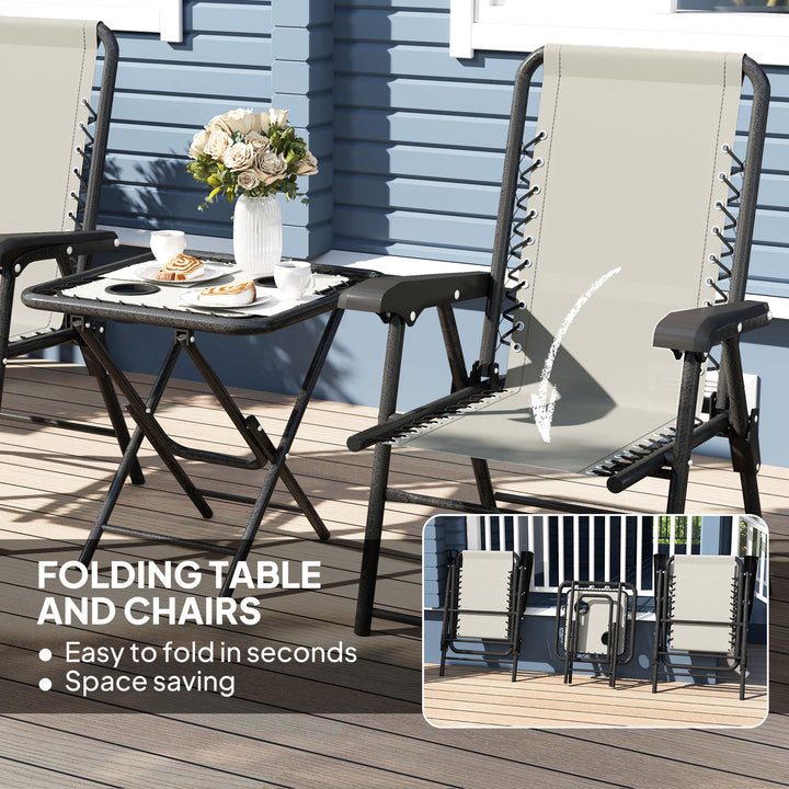 Three-Piece Garden Table and Chair Set - Cream White