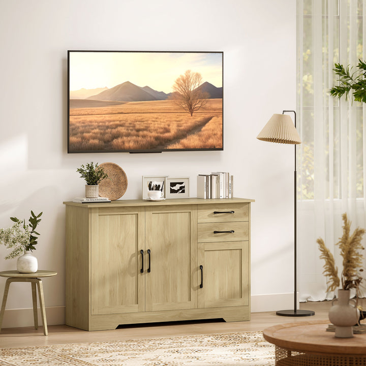 Sideboard with 2 Drawers Modern Storage Cabinet, Kitchen Cupboard with
