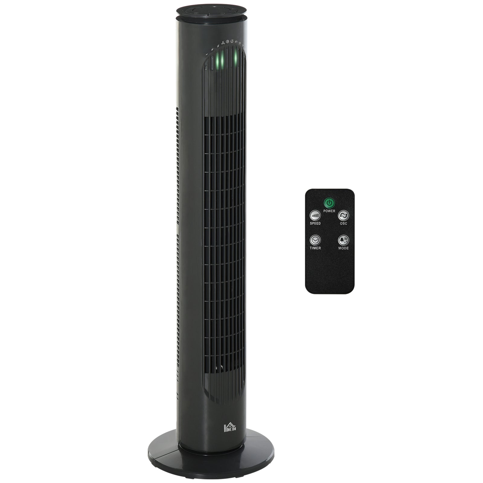 30'' Freestanding Tower Fan, 3 Speed 3 Mode, 10h Timer, 70 Degree Oscillation, LED Light, 5M Remote Controller, Dark Grey