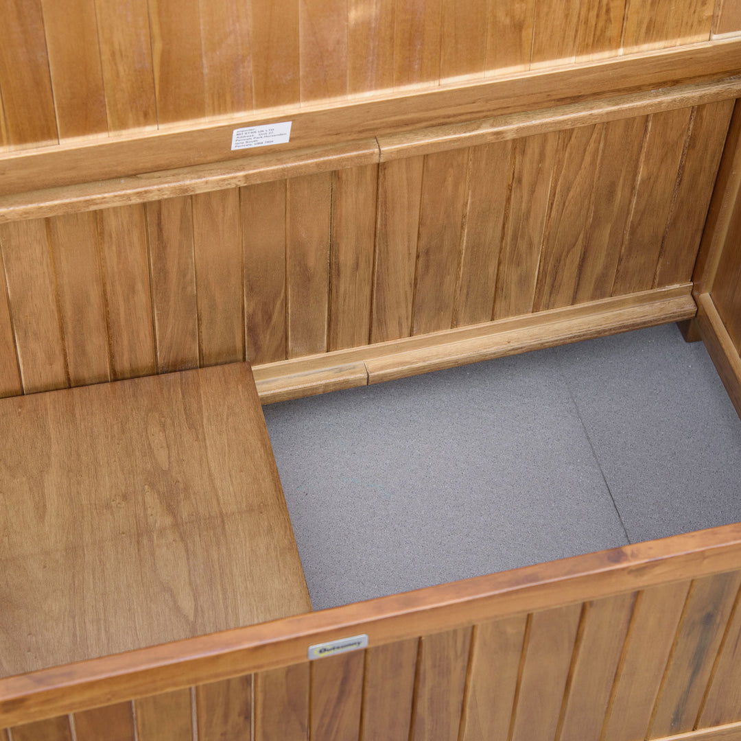 Two-Seater Wooden Storage Bench - Natural Finish