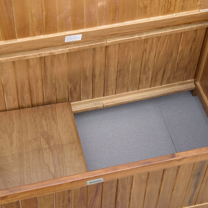Two-Seater Wooden Storage Bench - Natural Finish