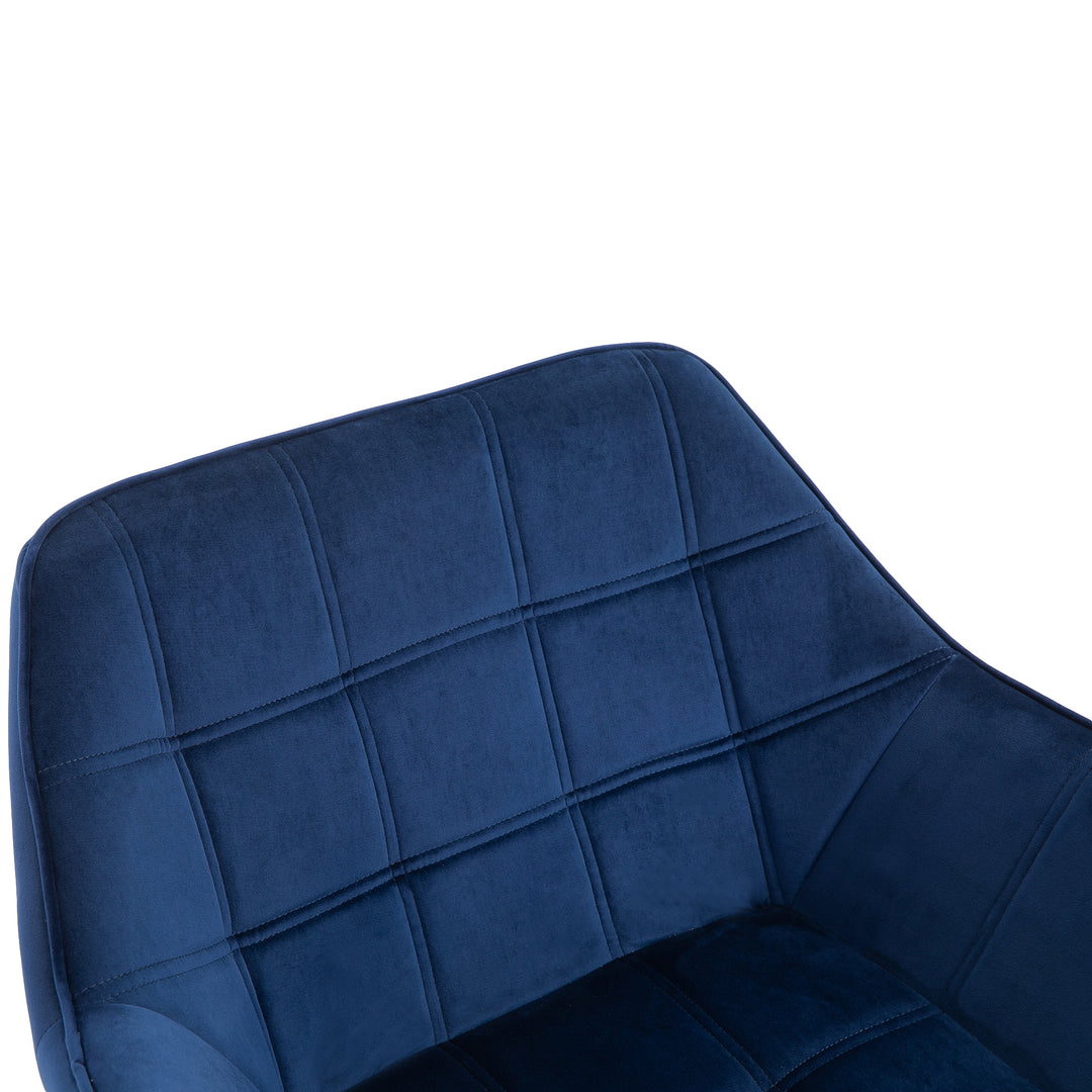 Armchair Accent Chair, Vanity Chair with Wide Arms, Slanted Back, Padding, Metal Frame, Wooden Legs, Home Bedroom Furniture Seating, Set of 2, Blue