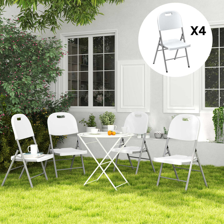 Set of Four Foldable Outdoor Chairs - White
