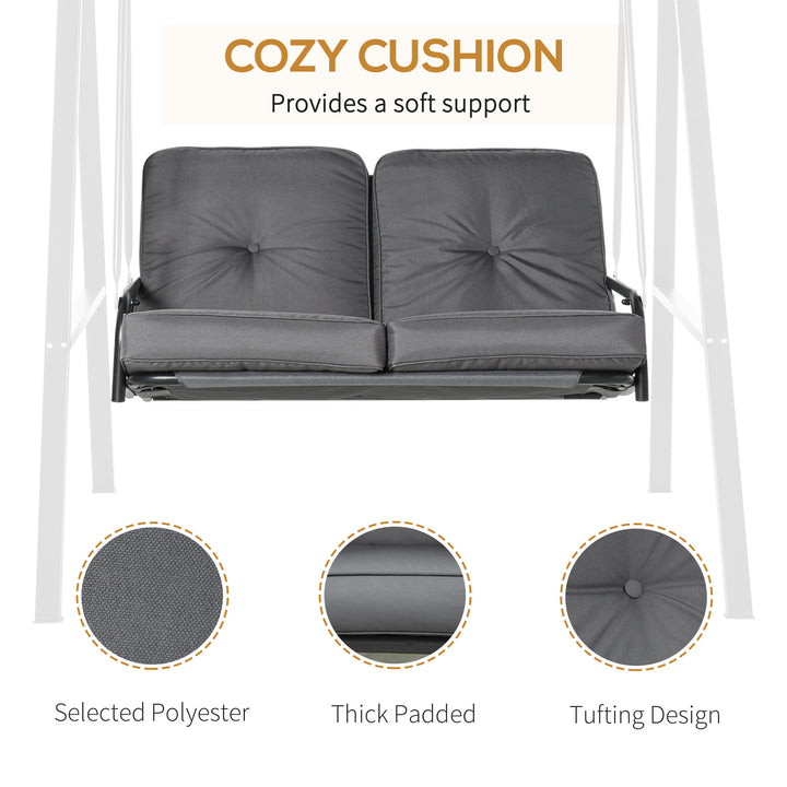 2 Seater Garden Swing Chair with Adjustable Tilting Canopy, Outdoor Hammock Bench with Steel Frame for Patio, Grey