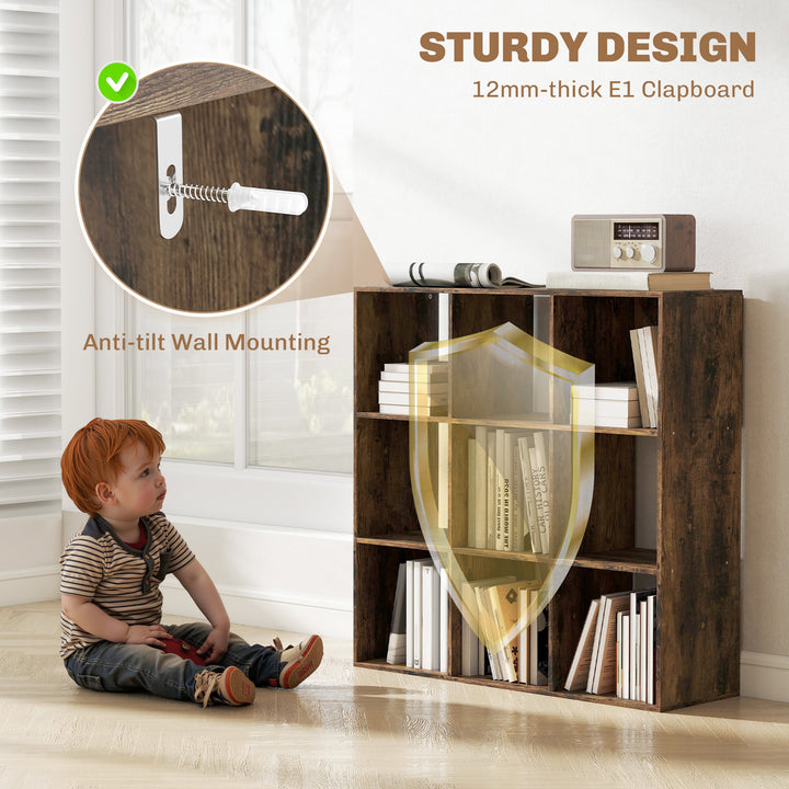 Nine-Cube Storage Shelf - Rustic Brown