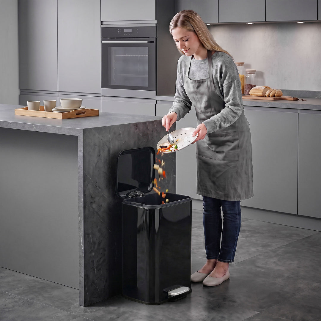 20 L Kitchen Pedal Bin, Metal Rubbish Bin with Removable Inner - view 2