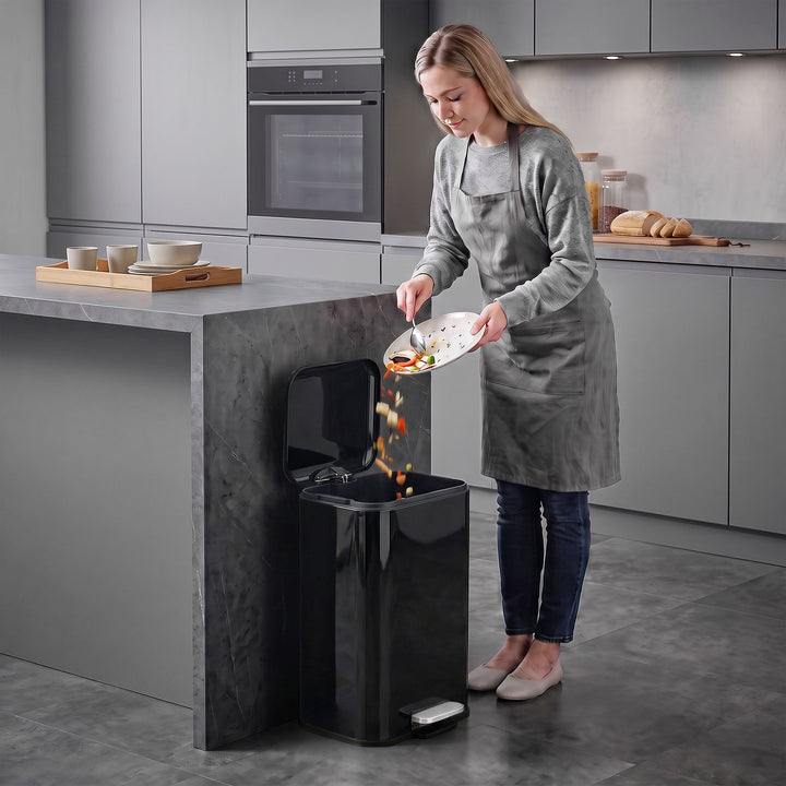 20 L Kitchen Pedal Bin, Metal Rubbish Bin with Removable Inner - view 2