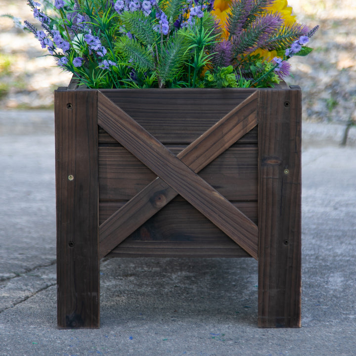 58L Garden Raised Bed Planter Grow Containers for Outdoor Patio Plant Flower Vegetable Pot Fir Wood, 100 x 36.5 x 36 cm, Carbonized Colour