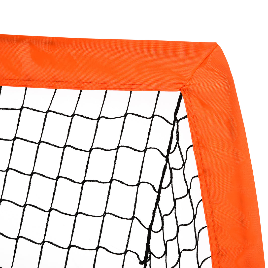 Set of 2 Football Goal Net 6 x 3 ft Foldable Outdoor Sport Training Teens Adults Football with Carrying Bag Orange