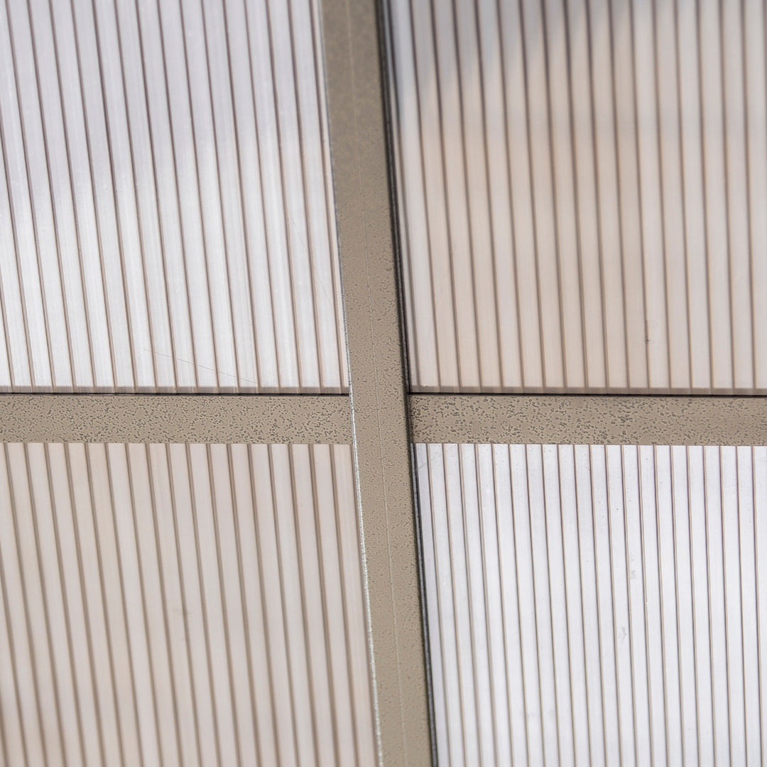 MCL 3 x 3.6m Hardtop Gazebo Canopy with Polycarbonate Roof, Permanent Pavilion Garden Gazebo with Curtains for Patio, Deck, Grey