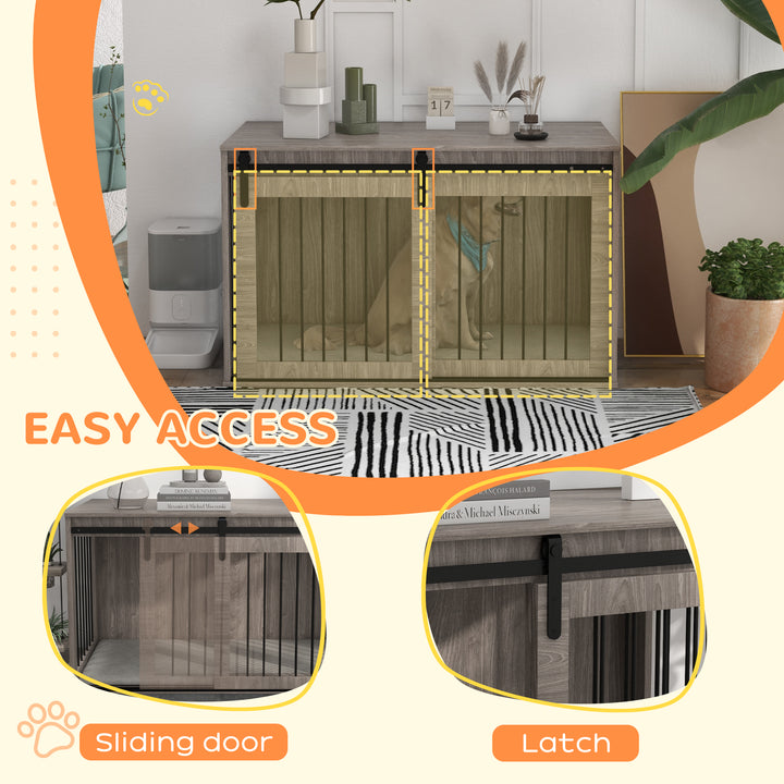 118cm Dog Crate Furniture with Removable Cushion for Extra Large Dogs - Walnut Brown