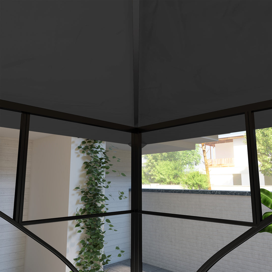 3x3(m) Replacement Gazebo Canopy, Double Tier Roof Top for Garden, Patio, Outdoor, Black (TOP ONLY)