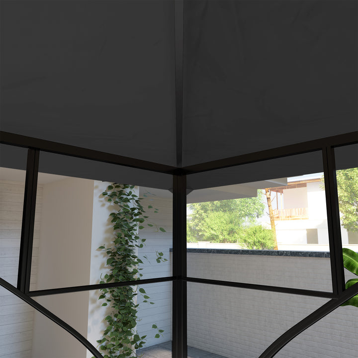 3x3(m) Replacement Gazebo Canopy, Double Tier Roof Top for Garden, Patio, Outdoor, Black (TOP ONLY)