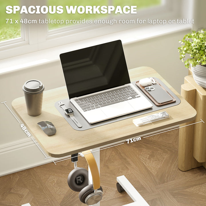 75-115cm Manual Adjustable Sit-To-Stand Desk - White/Wood-Effect