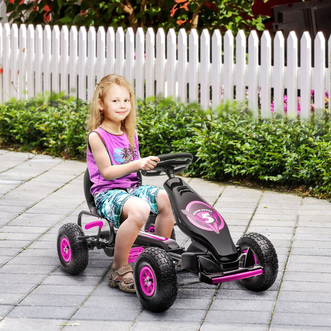 Kids Pedal Go Kart, with Adjustable Seat, Inflatable Tyres