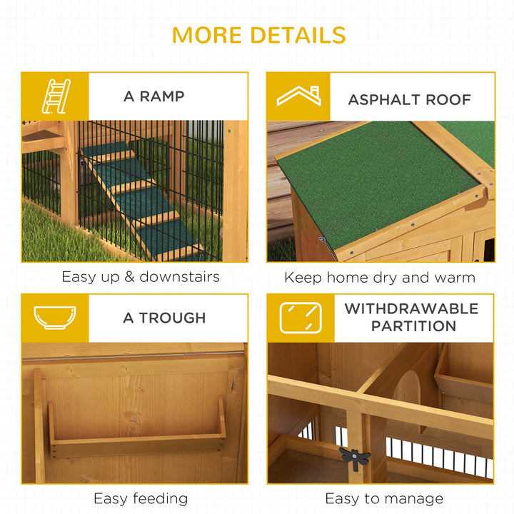 PawHut Wooden Rabbit Hutch with Outdoor Run Yellow | Aosom UK