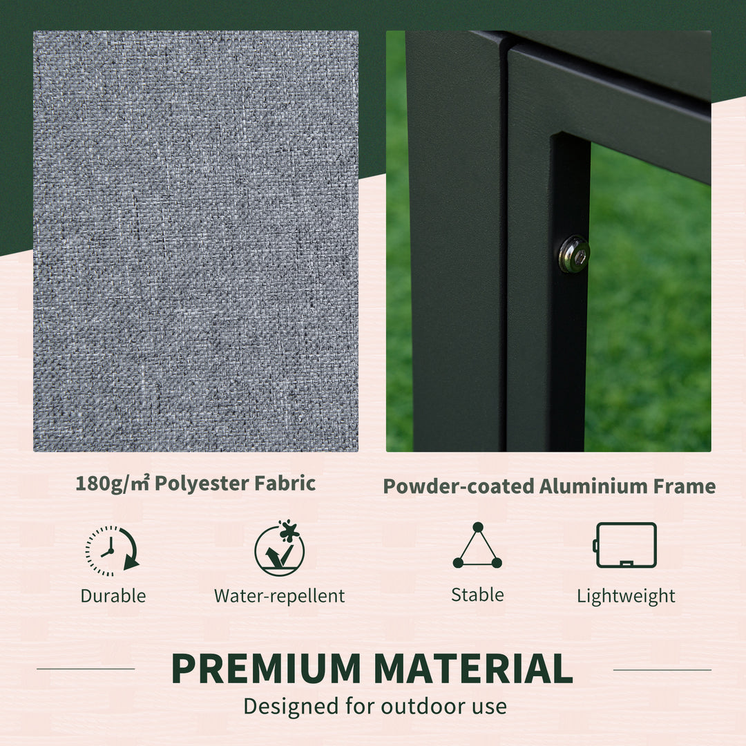 MCL Garden Daybed, 6 Piece Outdoor Sectional Sofa Set, Aluminum Patio Conversation Furniture Set with Coffee Table, Footstool and Cushions, Grey