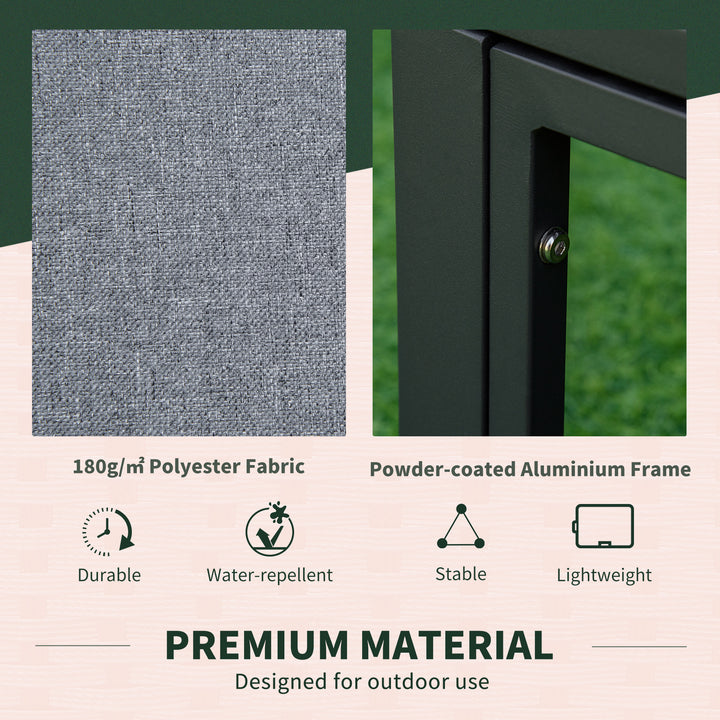 MCL Garden Daybed, 6 Piece Outdoor Sectional Sofa Set, Aluminum Patio Conversation Furniture Set with Coffee Table, Footstool and Cushions, Grey