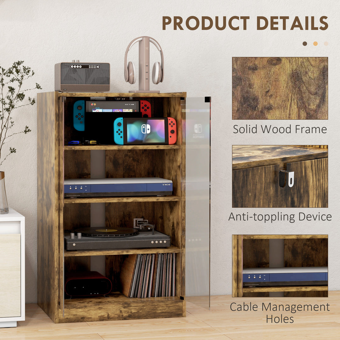 4-Tier Hi-Fi Stand, Record Player Stand with Adjustable Shelves and Pu