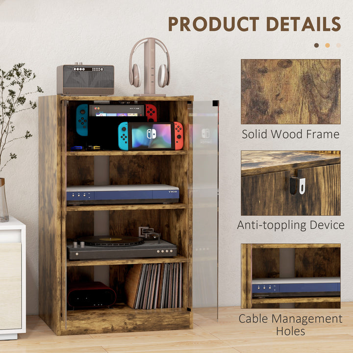 4-Tier Hi-Fi Stand, Record Player Stand with Adjustable Shelves and Pu