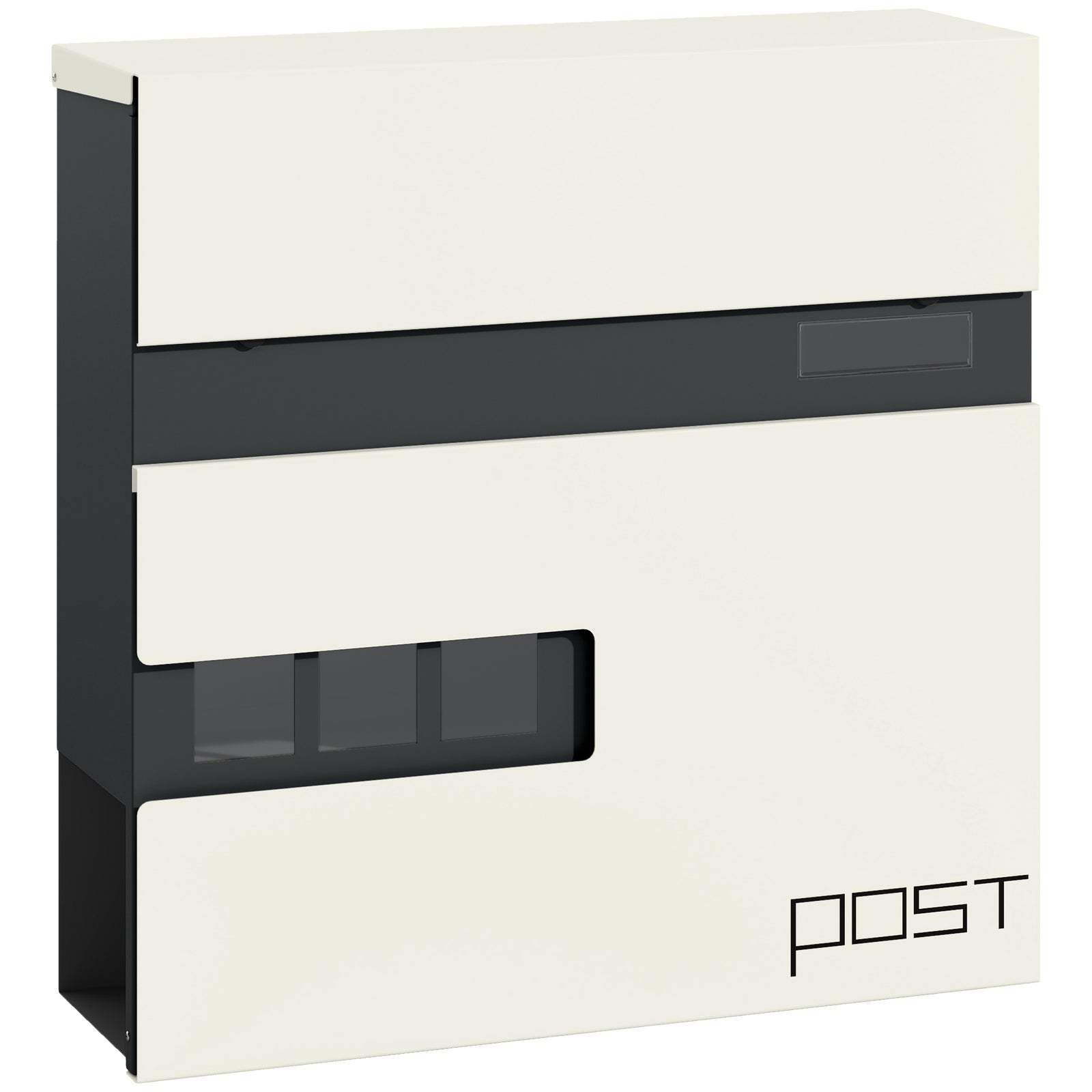 Locking Galvanised Steel Letterbox - White/Black