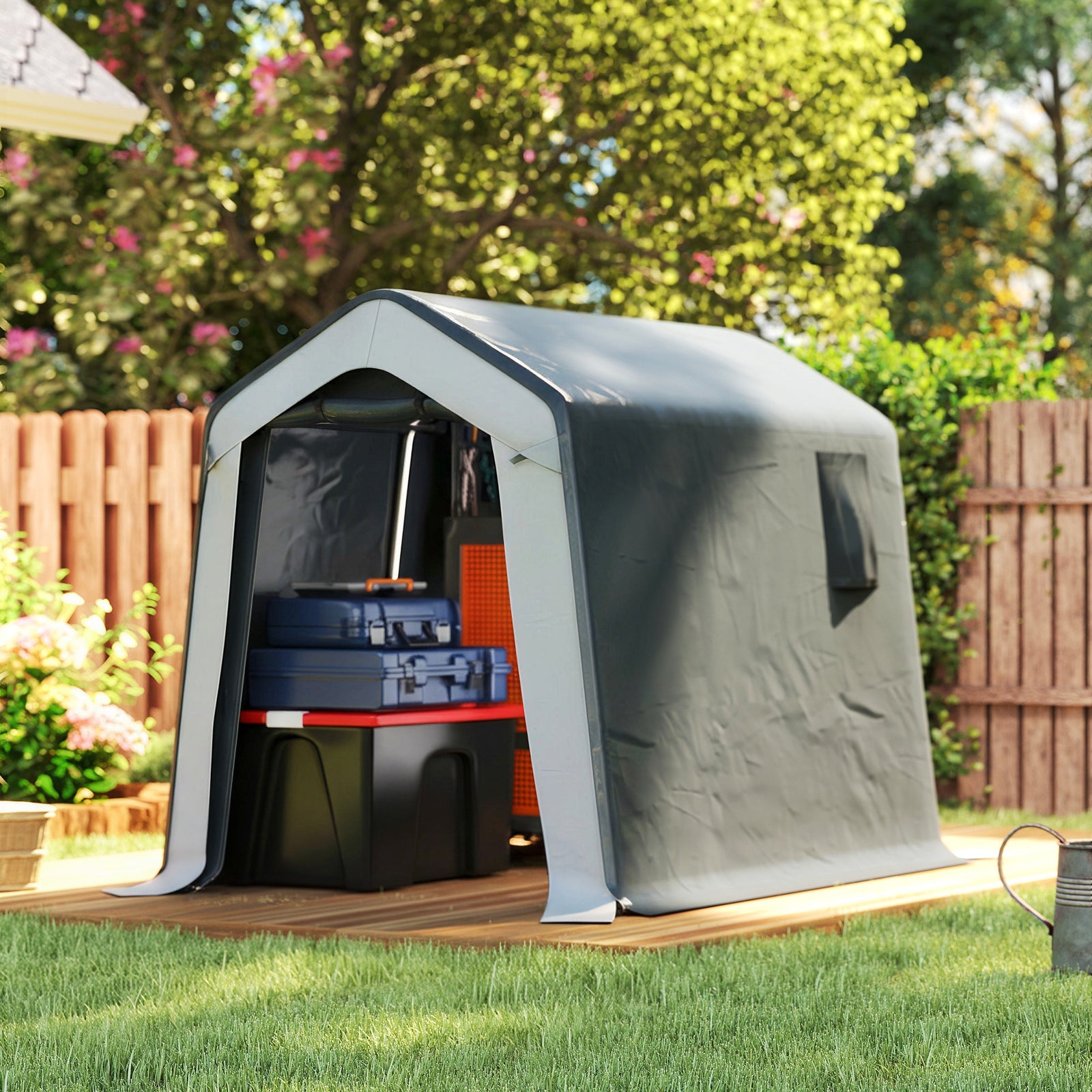 1.8 x 2.4m Garden Storage Shed Tent, Waterproof Portable Shed Shelter 