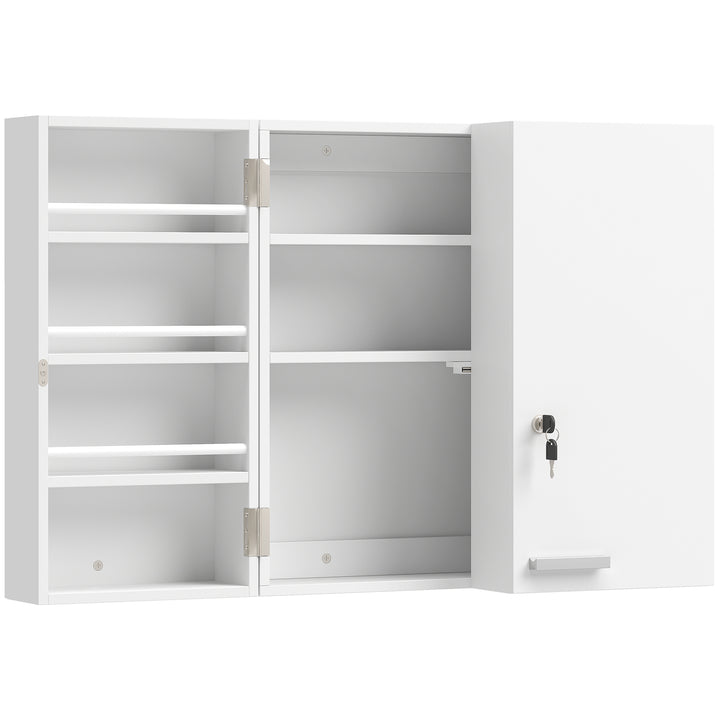 Wall Mount Medicine Cabinet with Key Lock, 3 Tier First Aid Cabinet wi