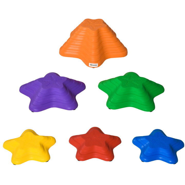 6-Piece Kids Balance Stepping Stones, Starfish Style Non-slip Obstacle Course, Stackable Balance Blocks Garden Toys Encourage Toddler Balance Indoor Outdoor
