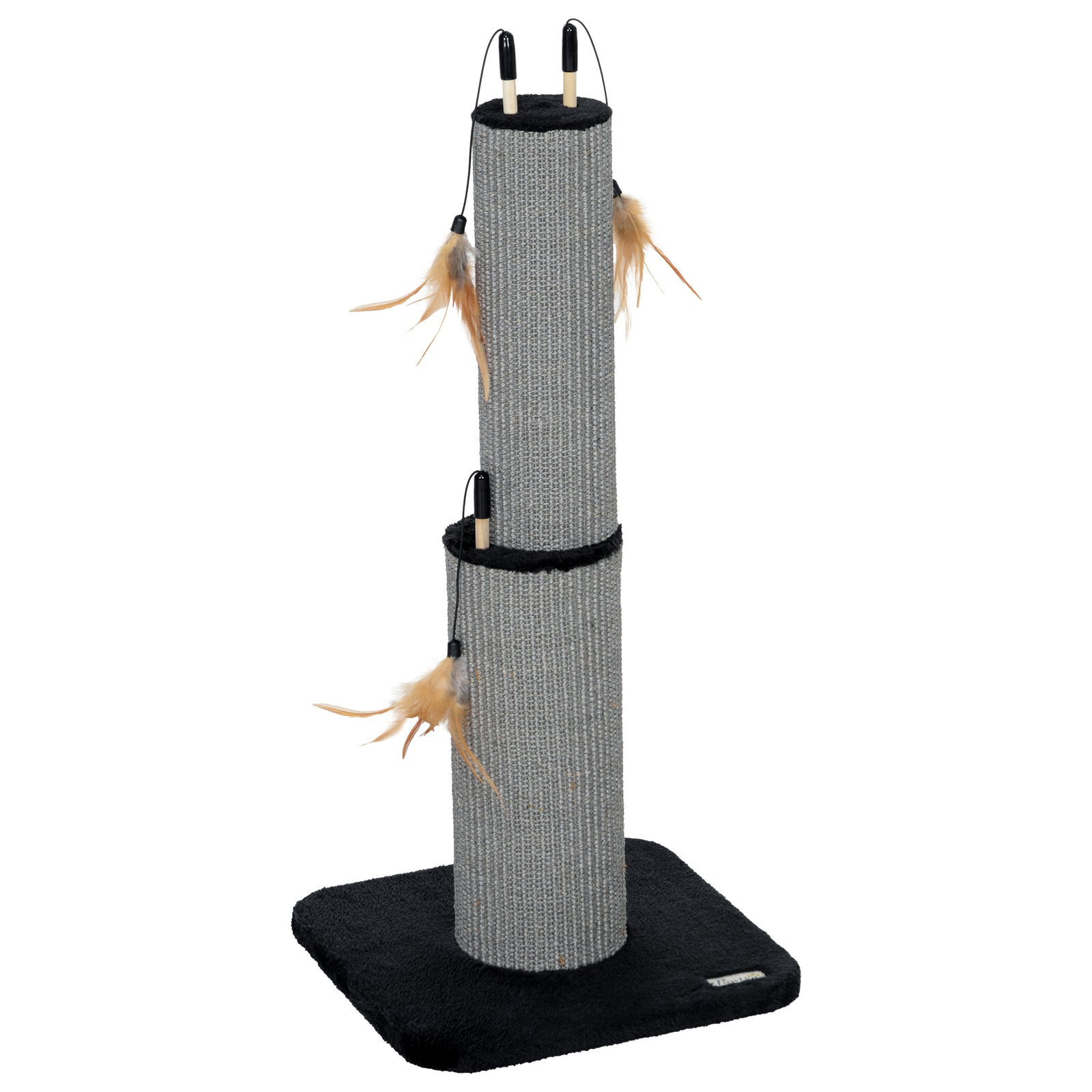 78cm 2-in-1 Cat Scratching Post with 3 Toy Feathers, Black