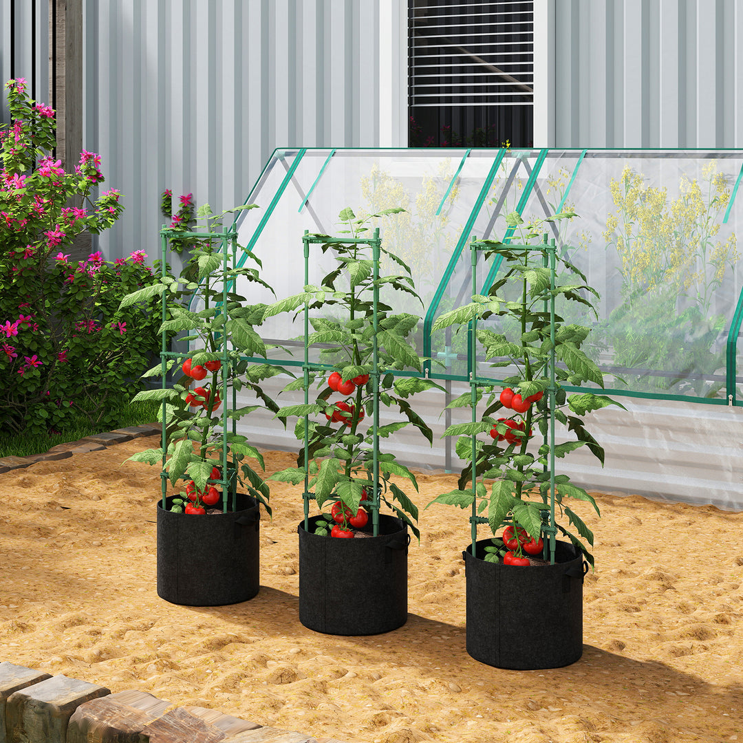 3 Packs Tomato Cages with 83.7L Grow Bags, 47.2" Adjutstable Triangle Plant Stakes Support Trellis with Planter Bags
