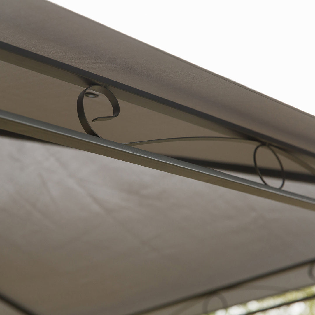 3x3(m) Outdoor Patio Gazebo Steel Canopy Tent Pavilion 2-Tier Roof Top Garden Sunshade Grey