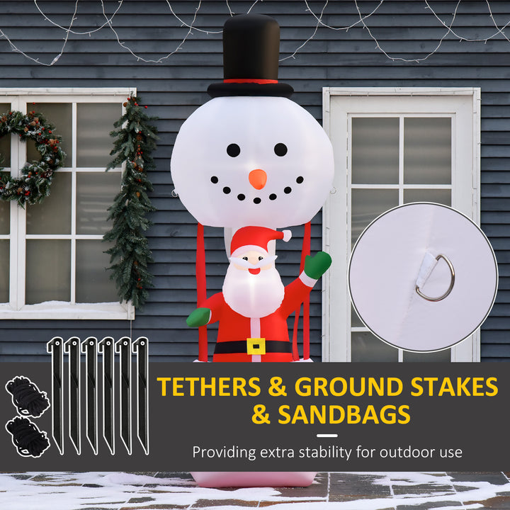 MCL 8ft Christmas Inflatable Decoration with Santa Claus on Snowman Hot Air Balloon, Blow Up Xmas Decor for Outdoor Indoor