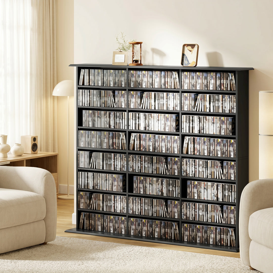 1032 CD/594 DVD Storage Unit, Blu-ray Media Storage Shelf with 24 Comp