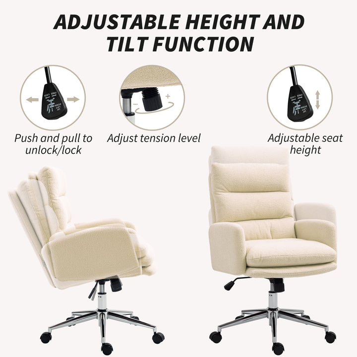 91-99cm Sherpa Fleece Office Chair - Cream White
