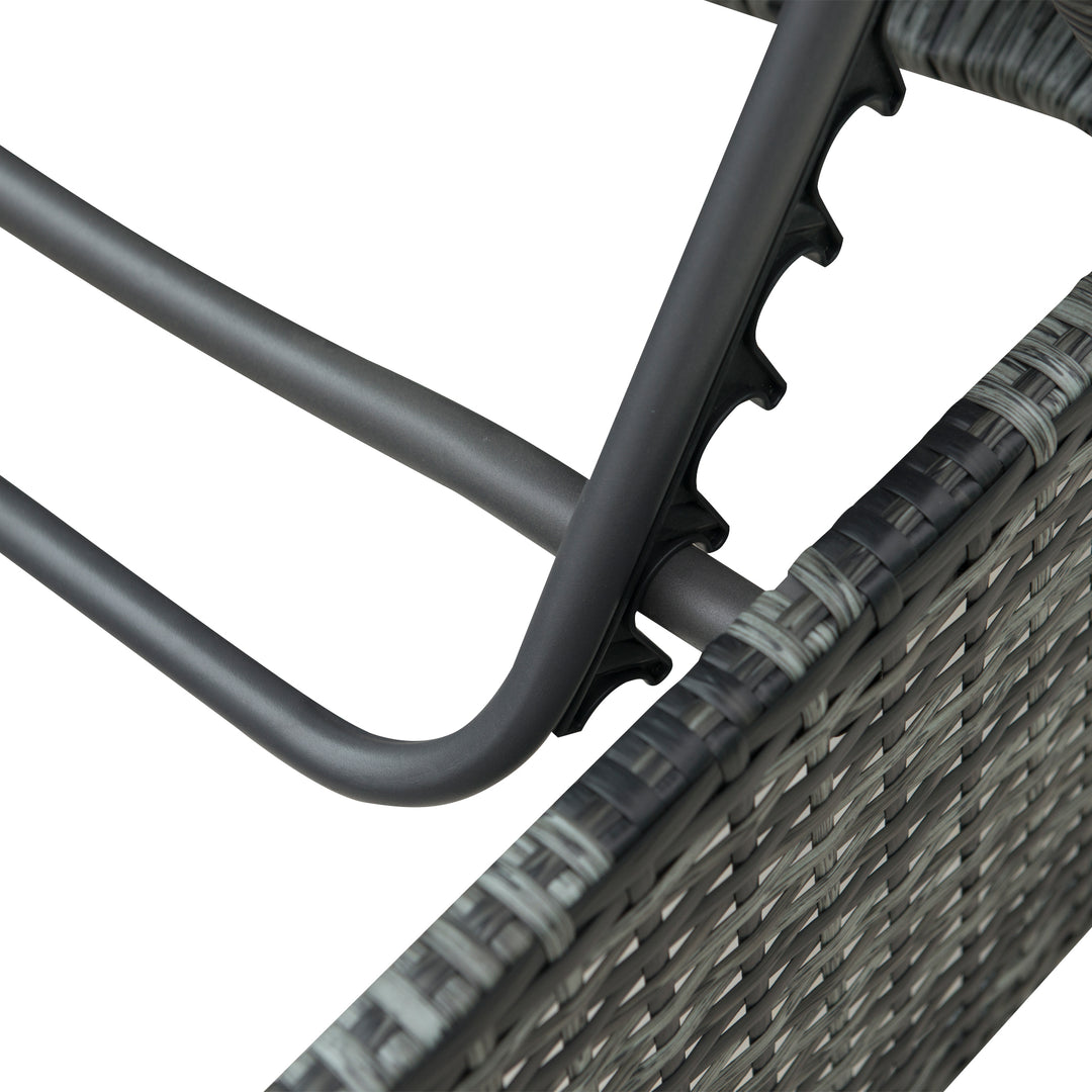 MCL 5 PCS Outdoor Rattan Wicker Sofa Sets Reclining Sofa Adjustable Canopy & Side Table Dining Table Set Sectional Conversation Furniture w/ Cushions, Mixed Grey