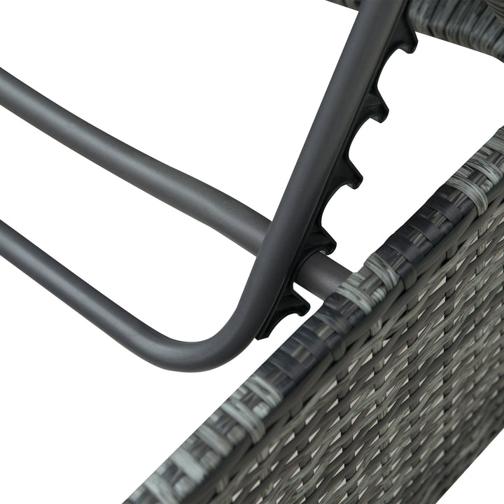 MCL 5 PCS Outdoor Rattan Wicker Sofa Sets Reclining Sofa Adjustable Canopy & Side Table Dining Table Set Sectional Conversation Furniture w/ Cushions, Mixed Grey