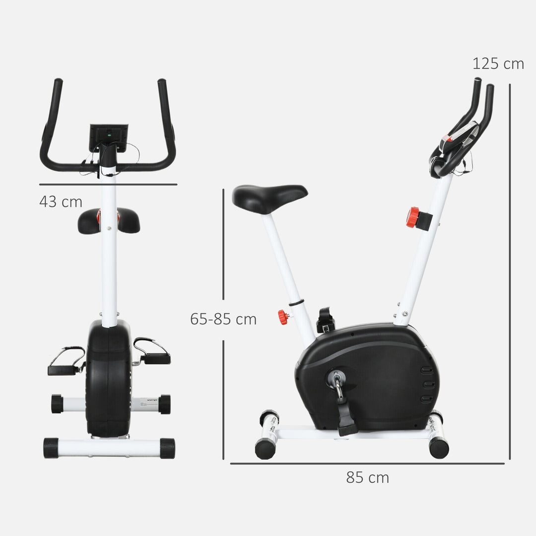 SPORTNOW Quiet Exercise Bike Stationary Bike with 8-Level Magnetic Resistance, Heart-Rate Sensor and Wheels, White