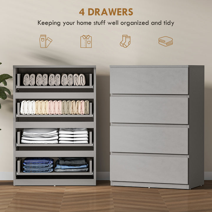 Chest of Drawers, 4-Drawer Storage Cabinets, Modern Dresser, Storage D