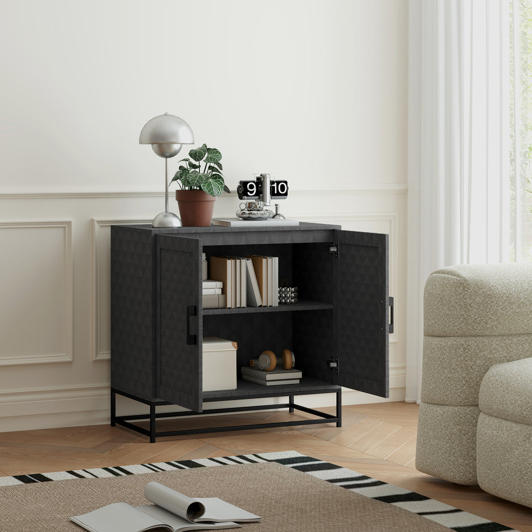 Modern Sideboard, Freestanding Sideboard Storage Cabinet with Adjustable Shelf and 2 Doors for Living Room, Grey