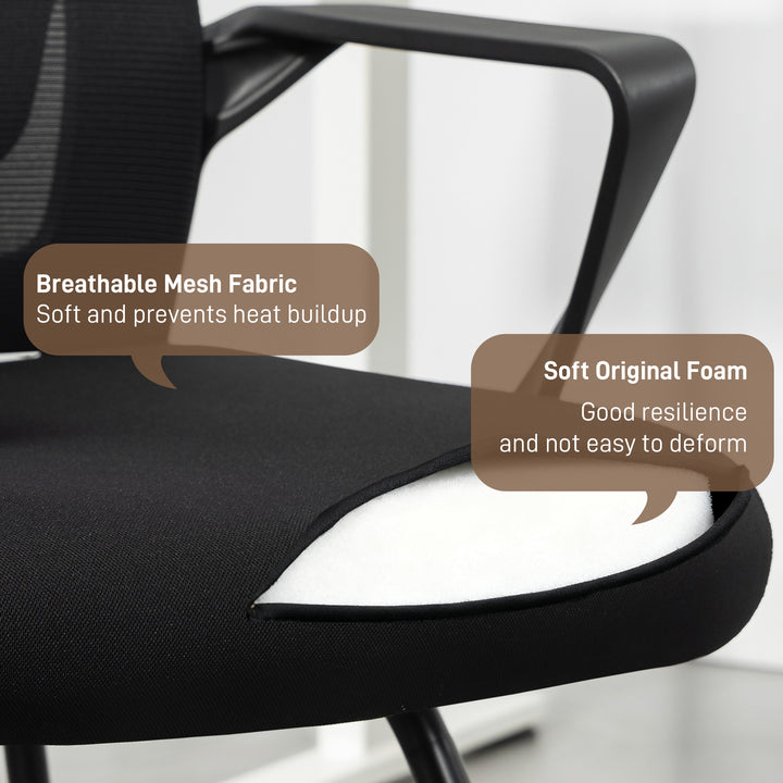Desk Chair No Wheels, Office Chair with Mesh Back, Lumbar Support, Met