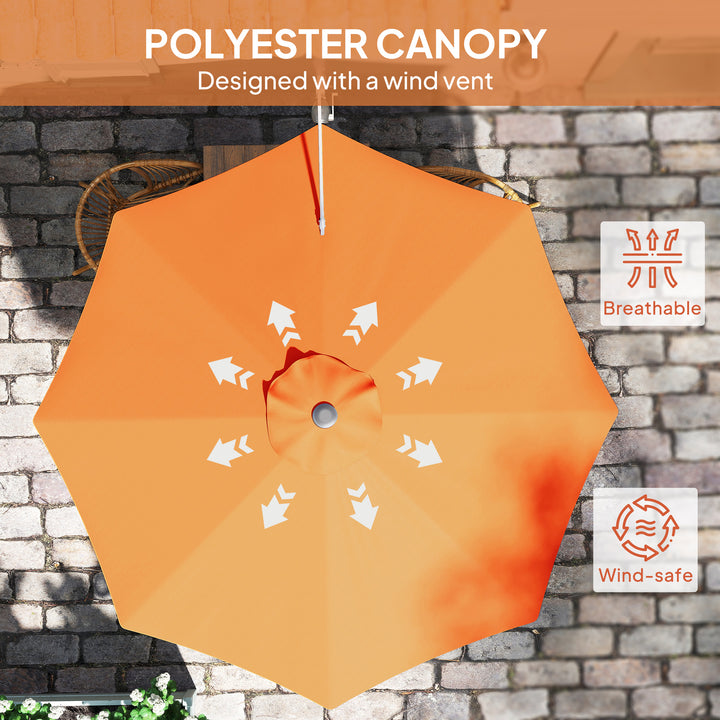 3(m) Wall-Mounted Parasol Shade, with Handle - Orange