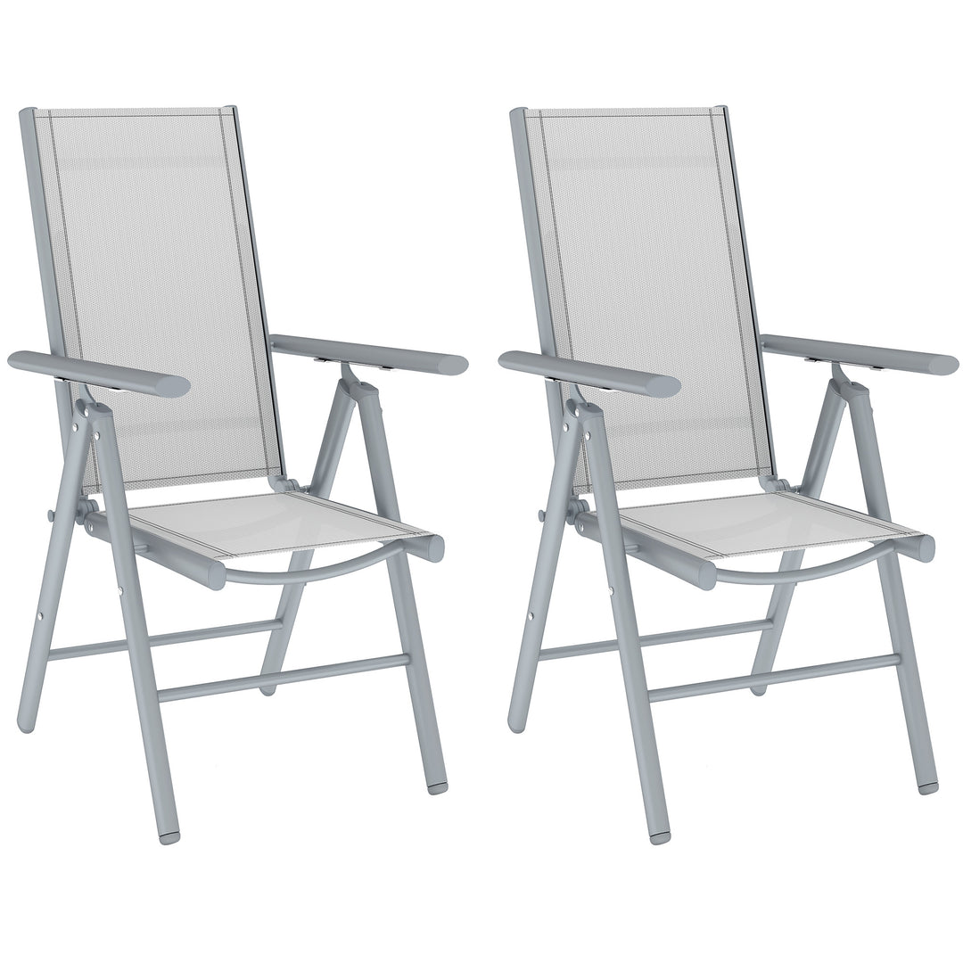 Set of Two Aluminium Folding Chairs - Light Grey