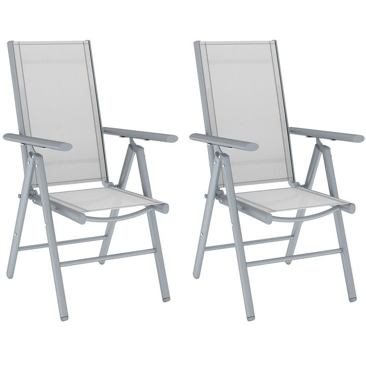 Set of Two Aluminium Folding Chairs - Light Grey