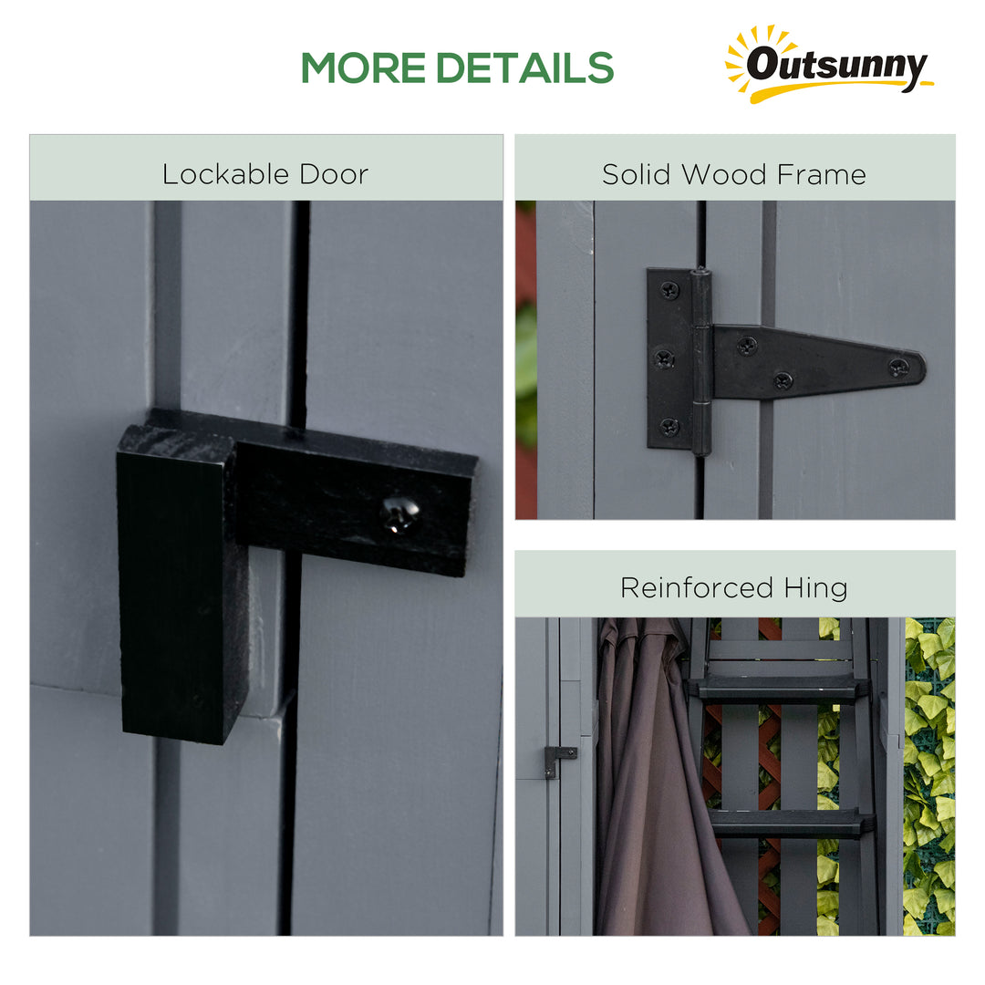 MCL Garden Outdoor Storage Shed Outdoor Tool Shed with 3 Shelves and Tilt Roof, 129x51.5x180cm, Grey